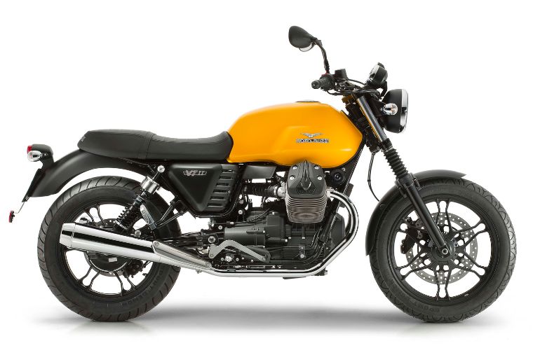 Moto modelo Stone, color amarillo. Marca Motoguzzi